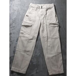 Pacsun Cargo Pants Mens Size S White Faded Distress Color Sand Work Streetwear